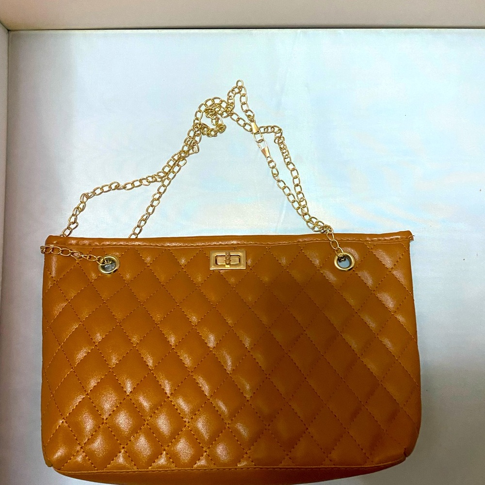 Caramel over the shoulder purse